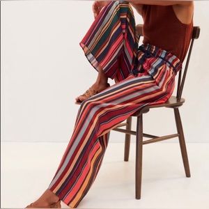 FARM RIO linen Augustine Wide Leg Pant striped small linen blend Anthro